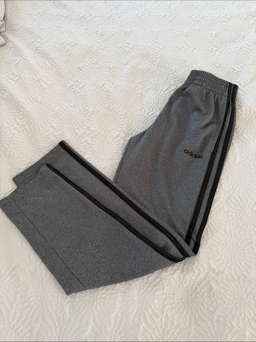 adidas Dark Gray Joggers with Black Stripes